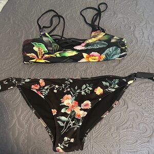 H&M Black Floral Bikini Set